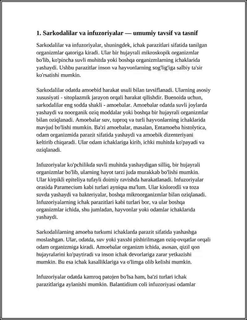 SARKODALILAR VA INFUZORIYALILAR ICHAK PARAZITLARI 4