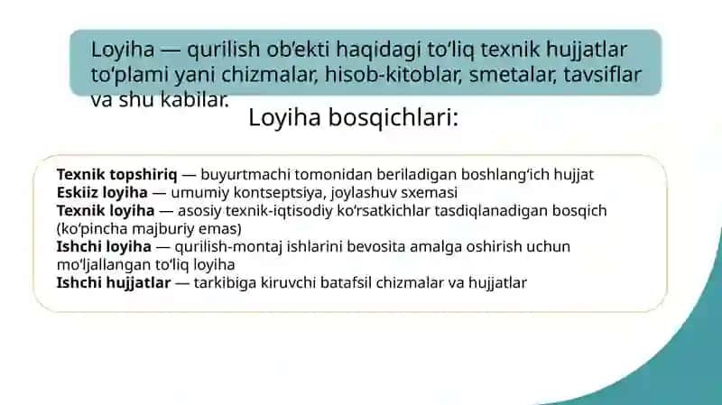 Qurilish sohasida loyihachining tutgan o’rni. 4