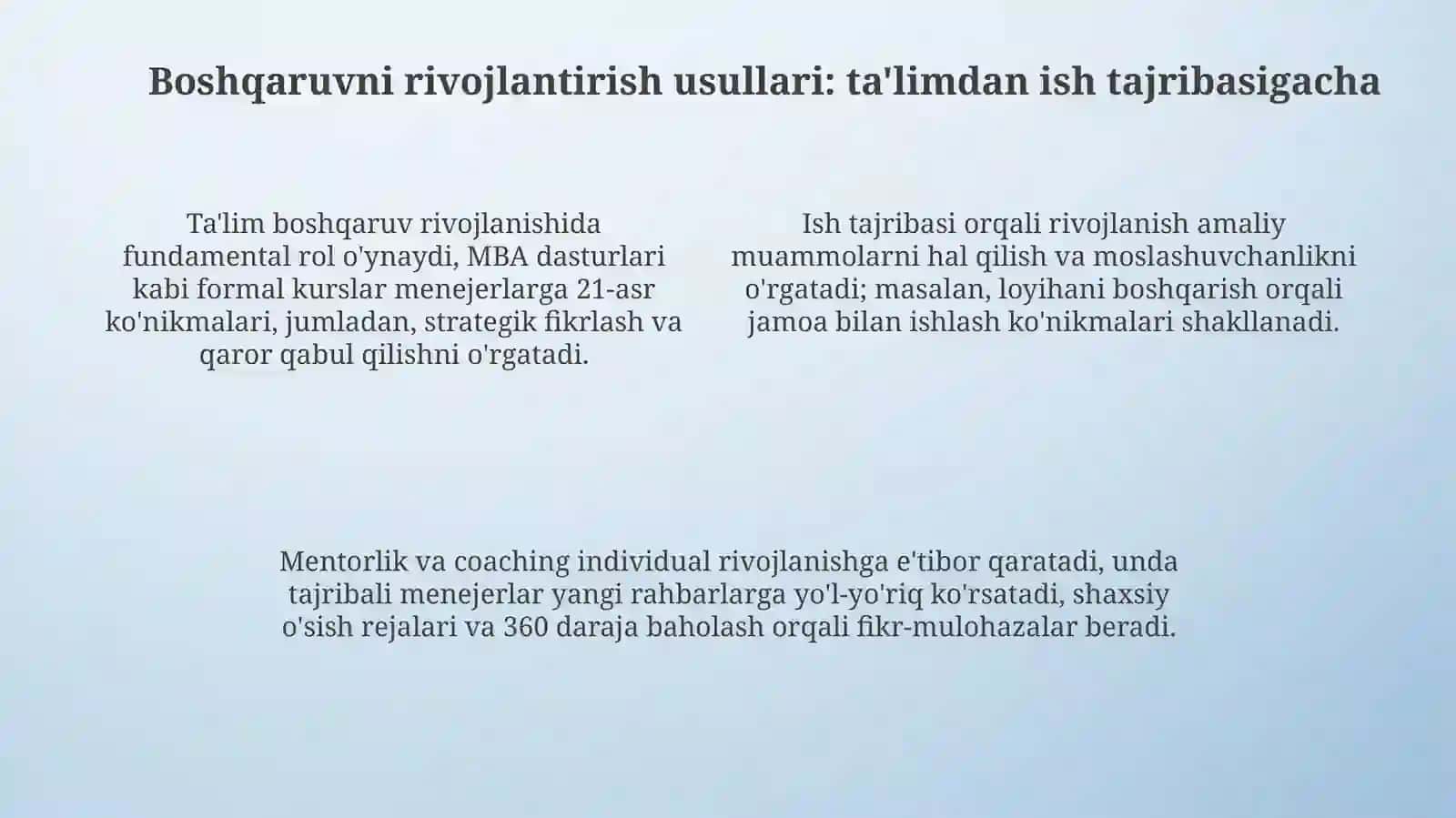 Menejmentning rivojlanish tarixi va hozirgi holati 4