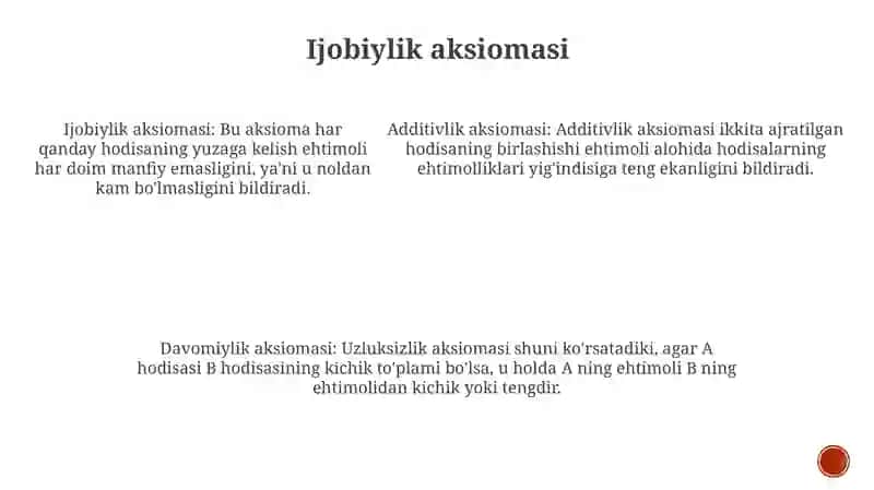 A.N.Kolmogorov Aksiomalaridan Kelib ChiqqanEhtimolningXossalari 4