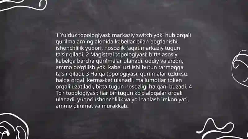 Lokal tarmoqlar (LAN) va ularning qurilish usullari 4