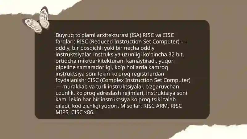 Kompyuterning texnik arxitekturasi va qurilish tamoyillari 4
