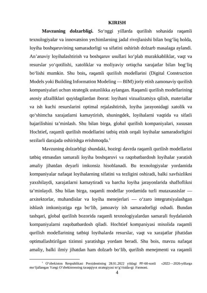 Raqamli qurilish modellarini tashkil etish va ularning samaradorligini boshqarish (Hochtief misolida) 4