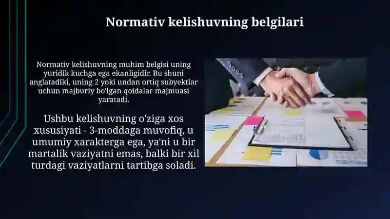 Normativ shartnoma va uning xususiyatlari 4