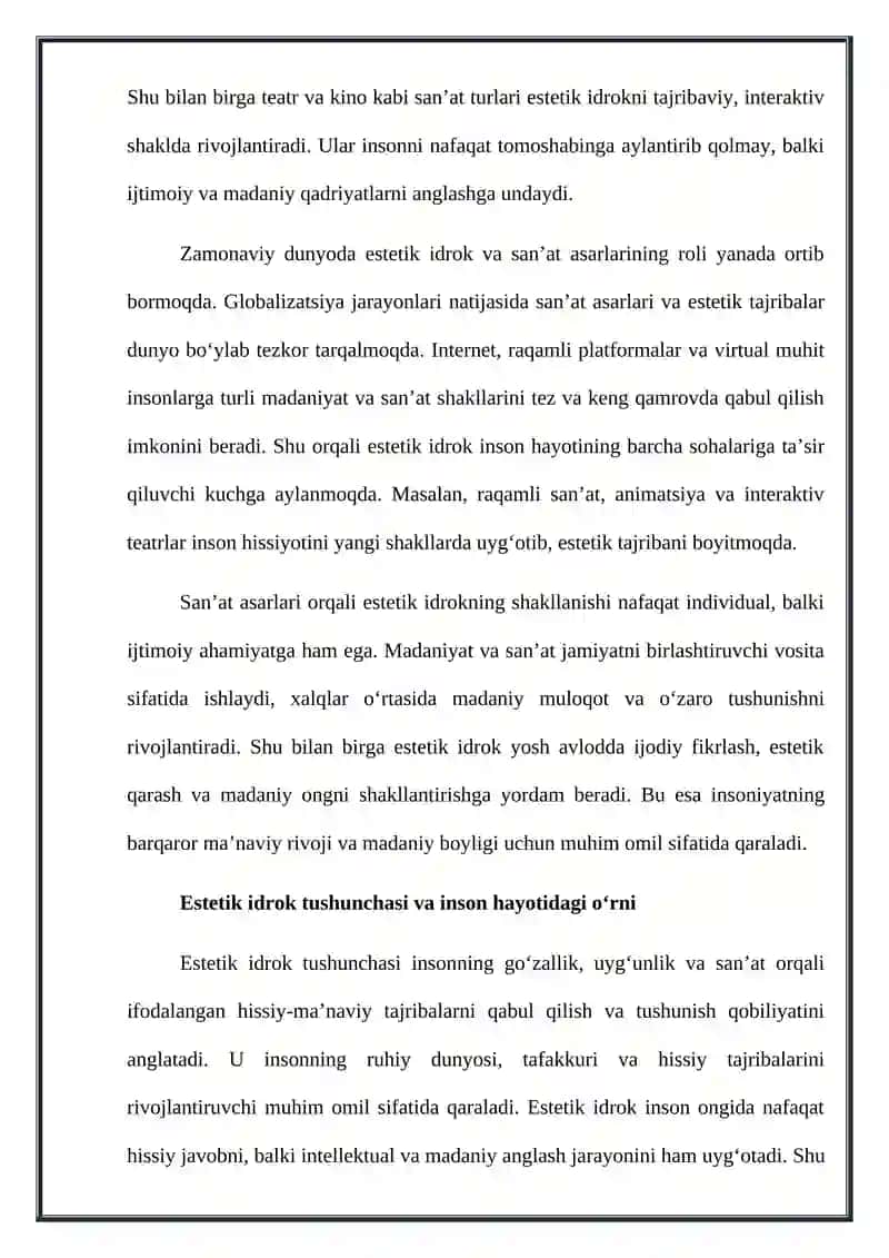 Estetik idrok va san’at asarlarining ahamiyati 4