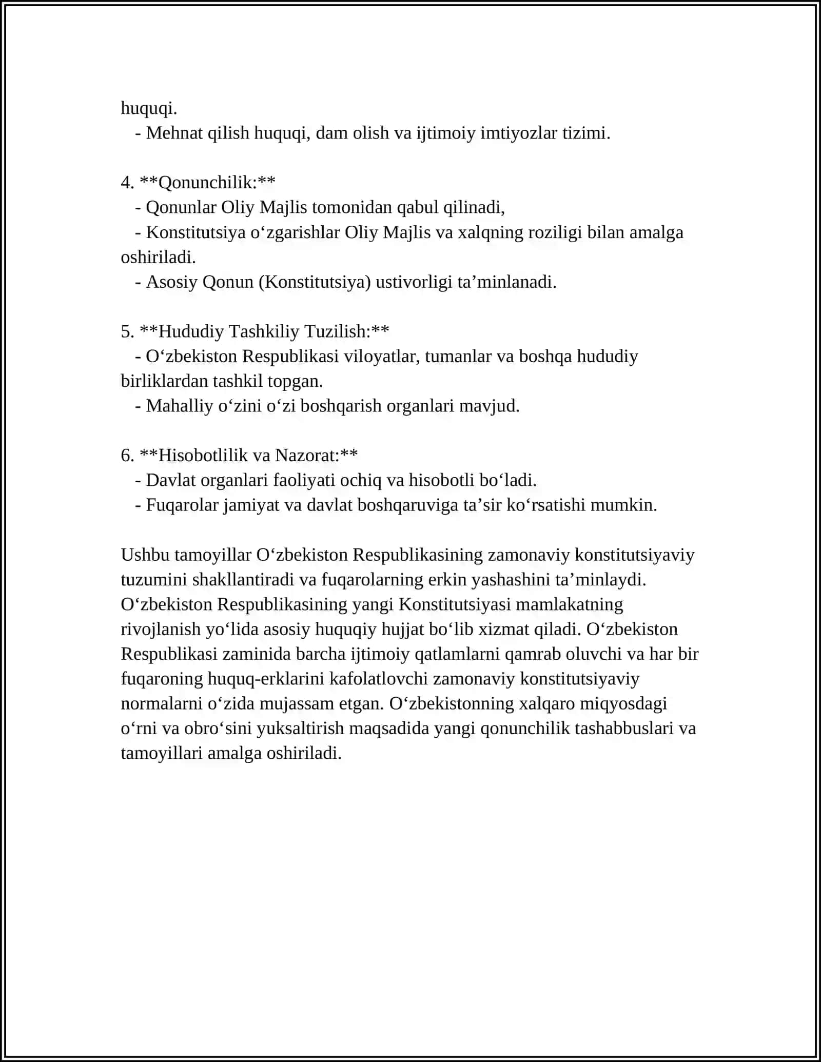 Yangi O'zbekiston Respublikasi Konstitutsiyasi 4