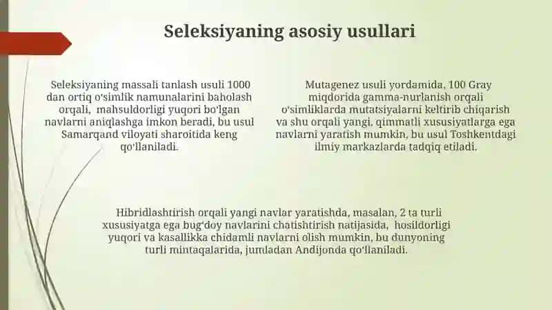 O'simliklar seleksiyasi 4