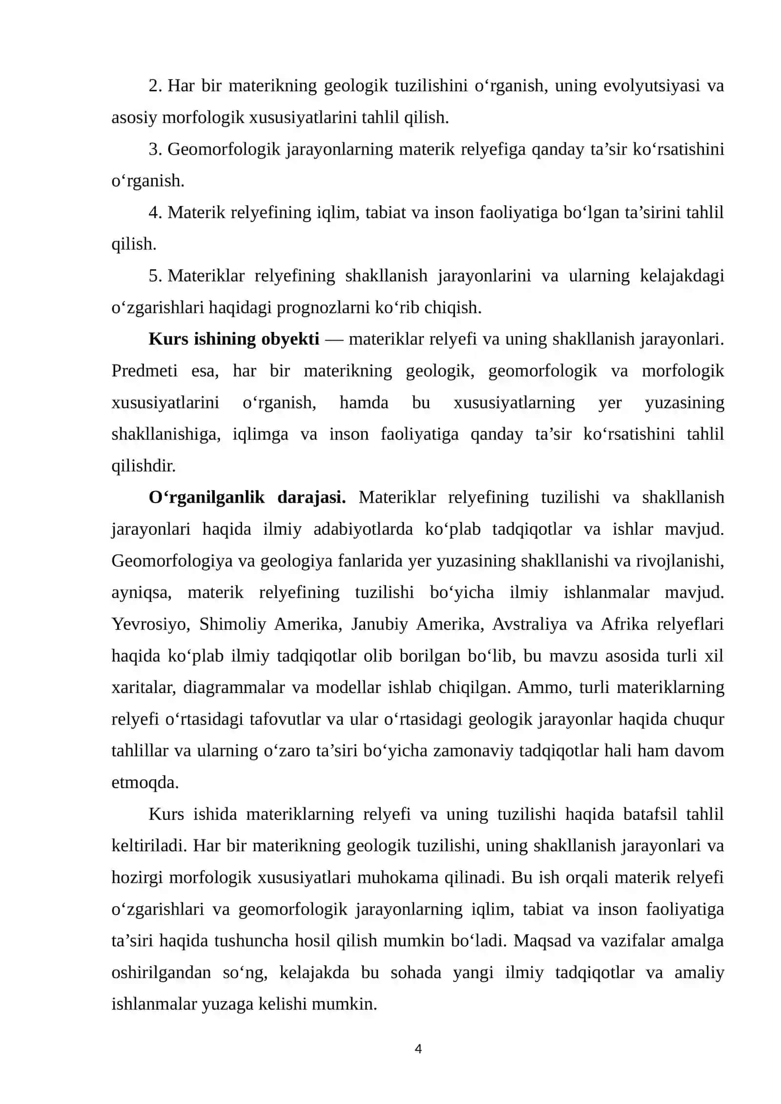 MATERIKLAR RELYEFI TUZILISHI.KURS ISHI. 4
