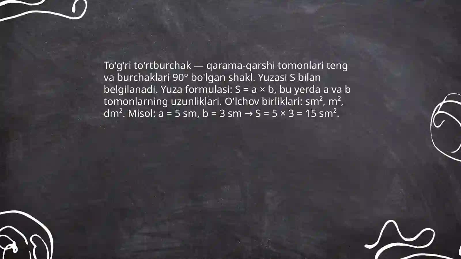 To'g'ri to'rtburchak perimetri va formulasi 4