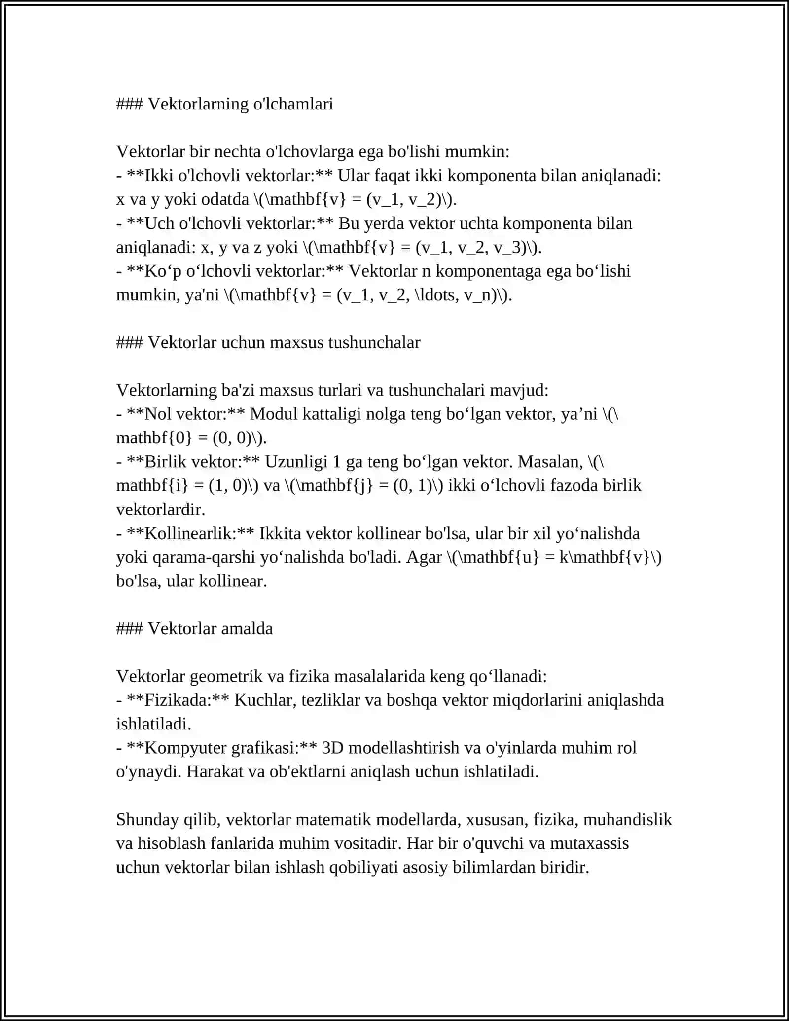 MUSTAQIL ISH Mavzu: MAYDONLAR NAZARIYASIDA VEKTOR HISOB TADBIQLARI 4