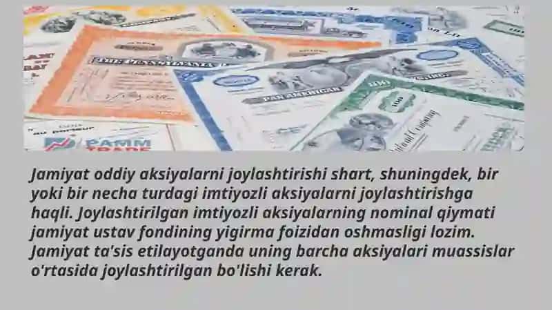 Aksiyadorlik jamiyatining ustav fondi va uning aksiyalari 4