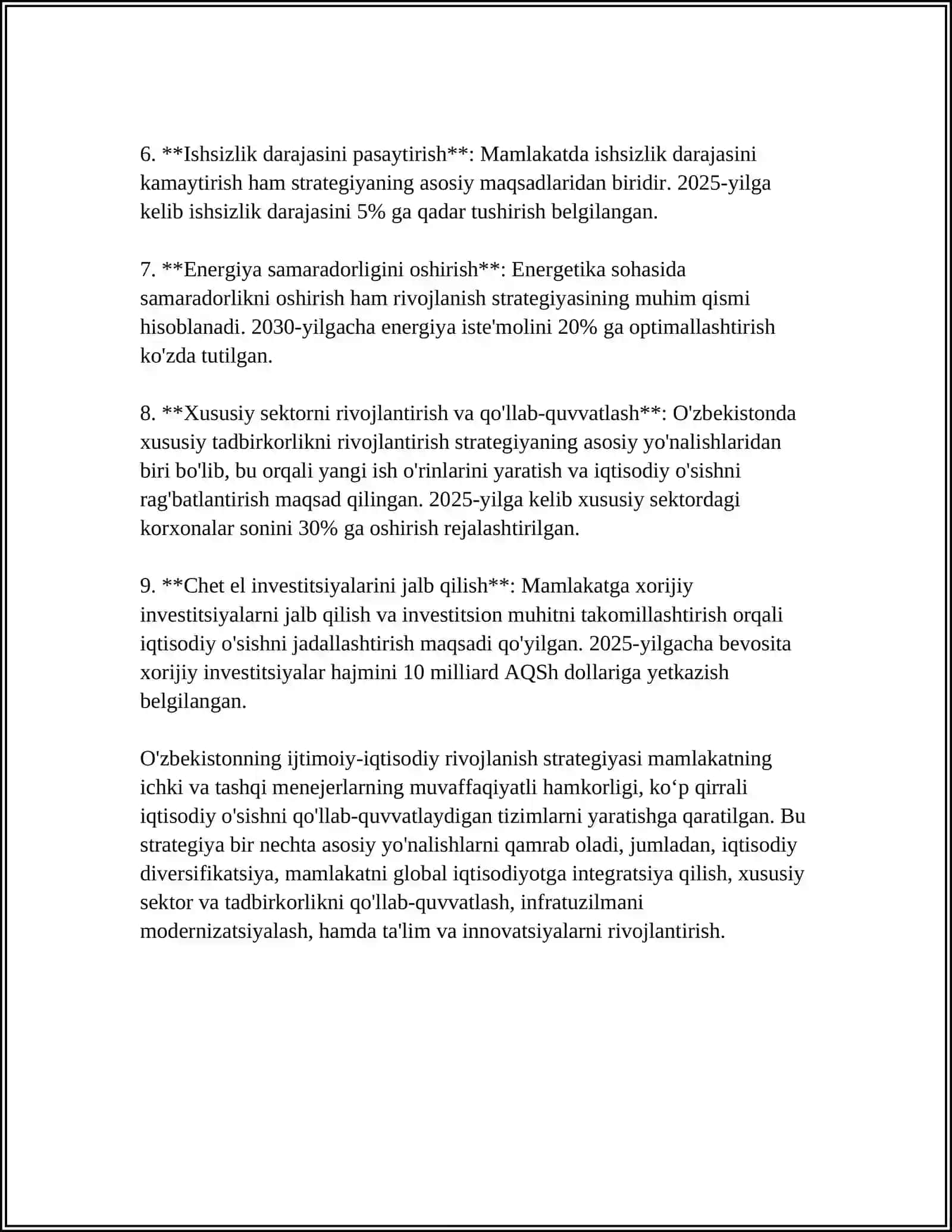 O'zbekistonning Ijtimoiy-Iqtisodiy Rivojlanish Strategiyasi 4