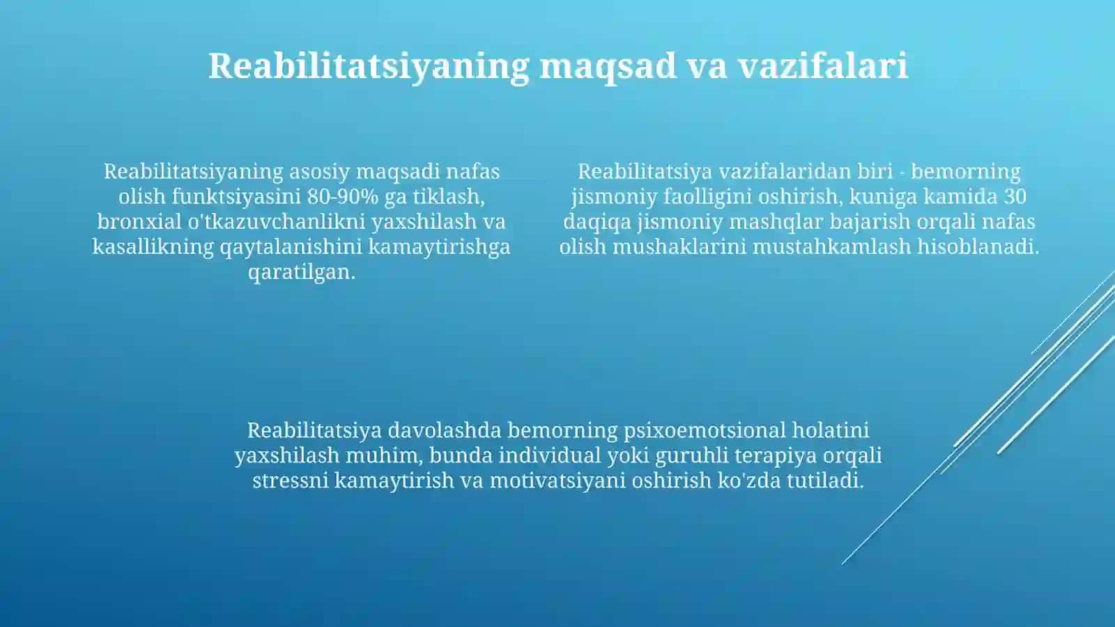 Nafaz olish tizimi kasalliklarida (bronhit pnevmoniya bronxial astma) rebilitatseya 4
