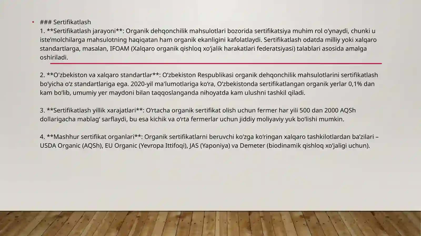 Organik dehqonchilik va sertifikatlash 4