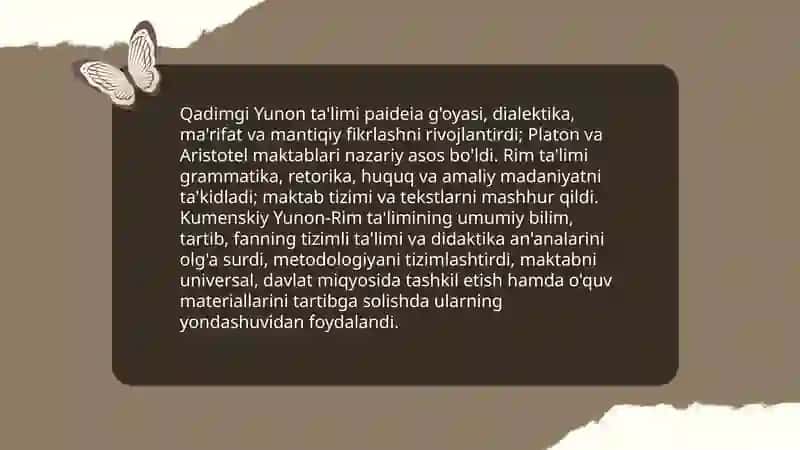 Jahon pedagogika fanining rivojlanish tarixi bayoni 4