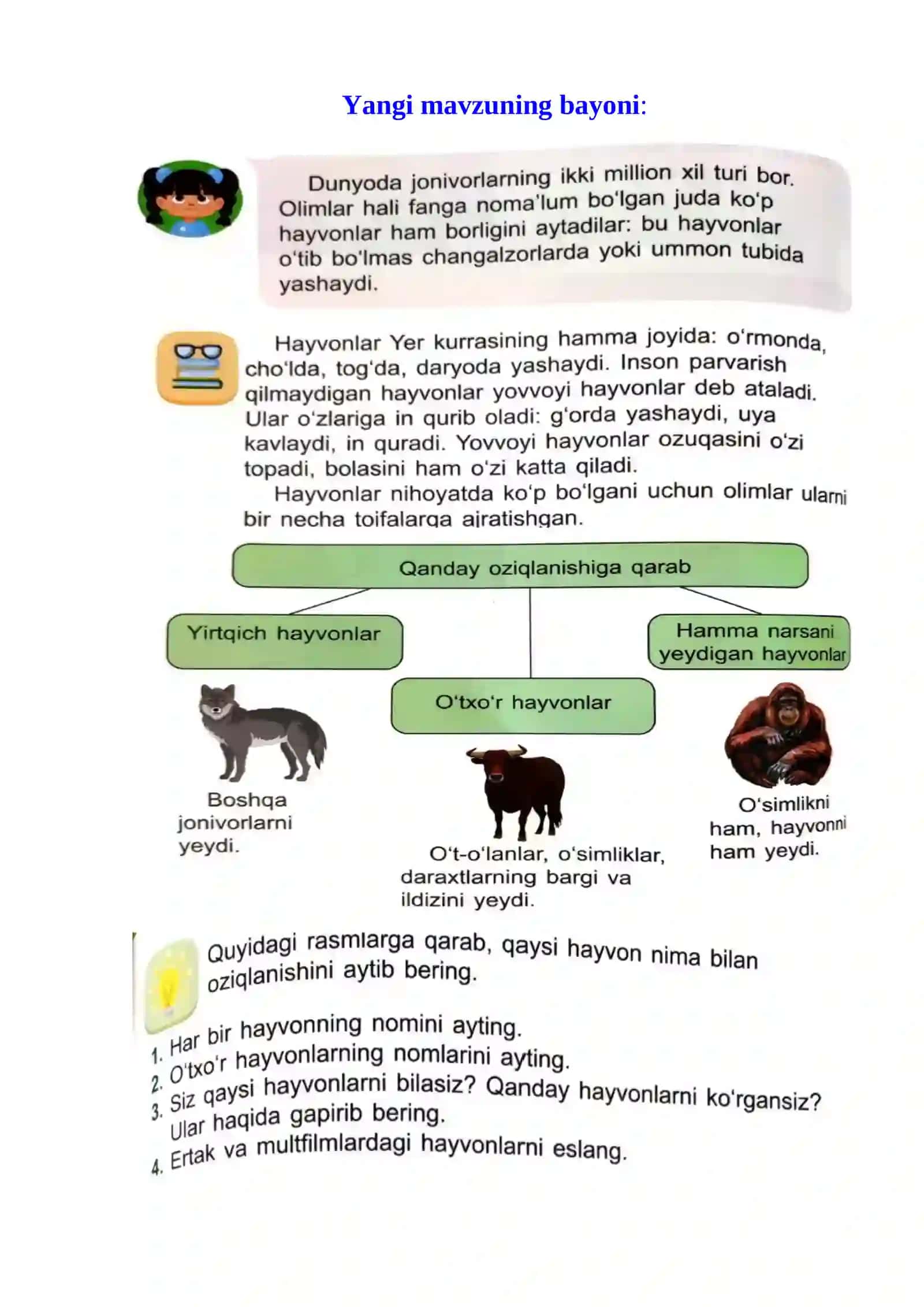 2-sinf Tabiiy fan YOVVOYI HAYVONLAR dars ishlanma 2-chorak 4