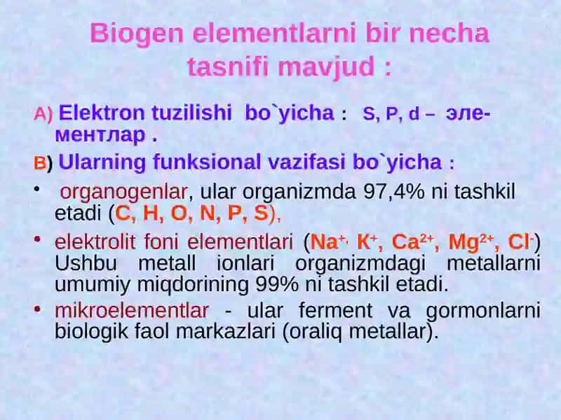 Biogen elementlar kimyosi 4