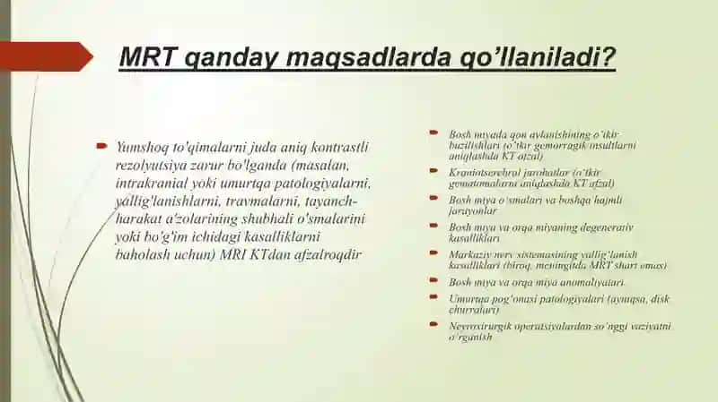 MRT -REJIMLARI BILAN 4