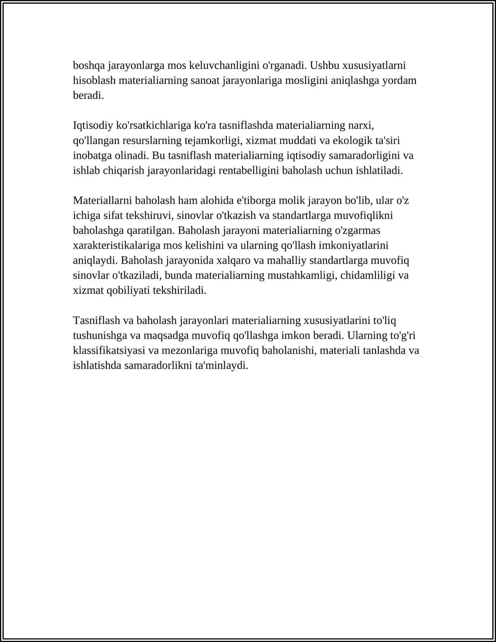 Materiallarni turkumlanishi va baholanishi 4
