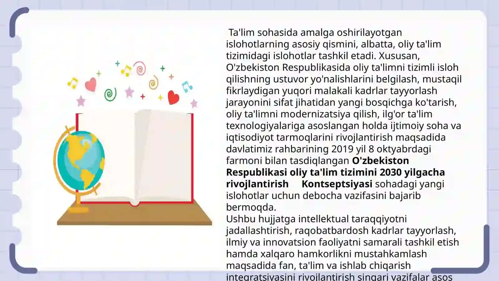 O`zbekiston Respublikasitalimtizimidagiislohotlar 4