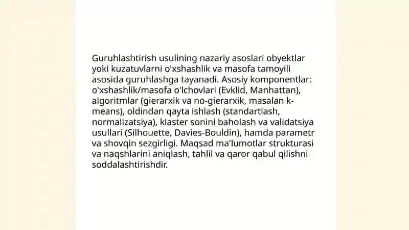 Guruhlashtirish usuli hamda uni tahlilda qòllanilishi 4
