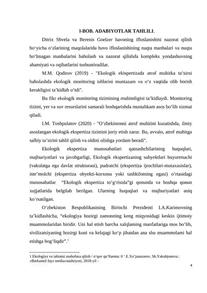 EKOLOGIK EKSPERTIZADA ATROF-MUHITGA TA’SIRINI BAHOLASH 4