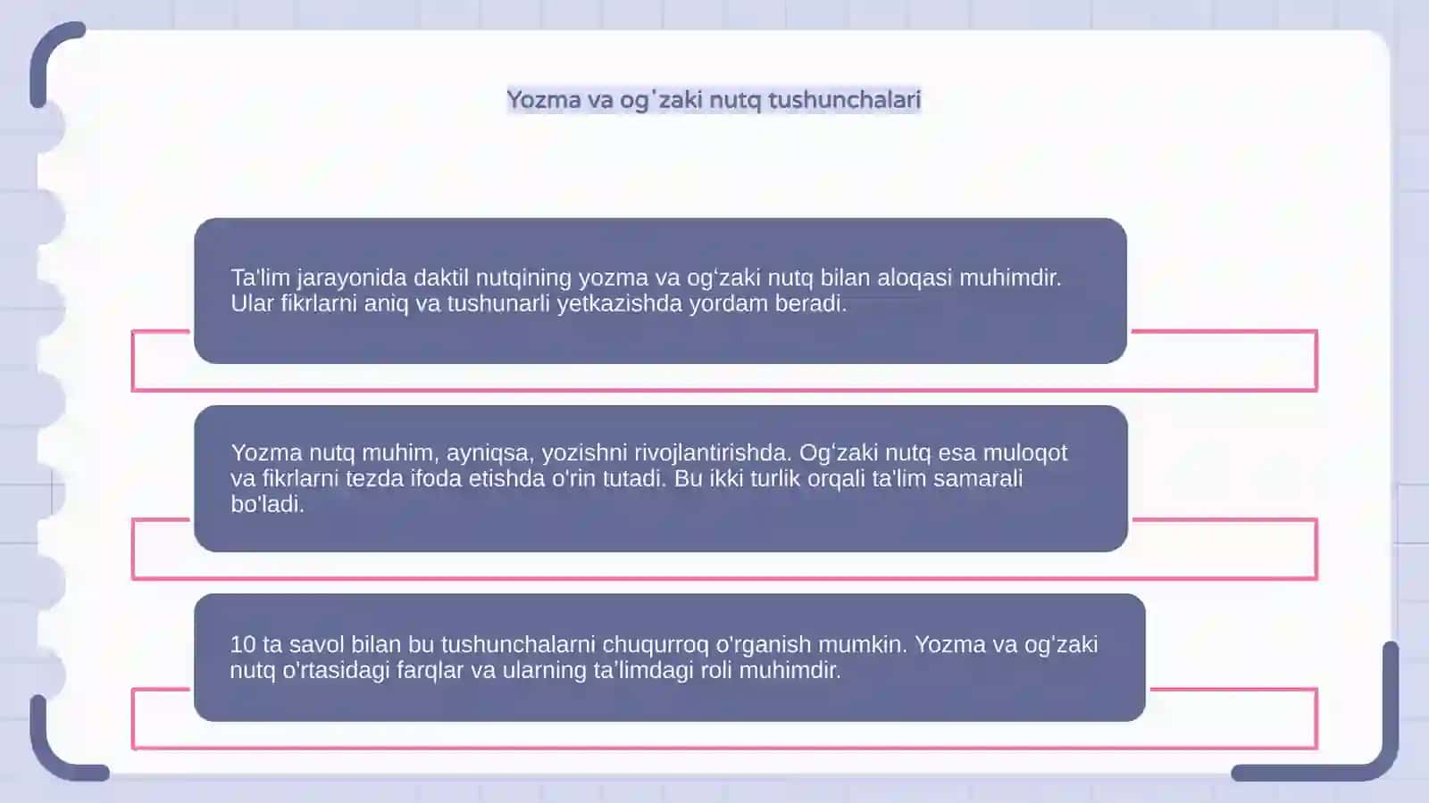 Taʼlim jarayonida daktil nutqini yozma va ogʻzaki nutq bilan bogʻliqligi 4