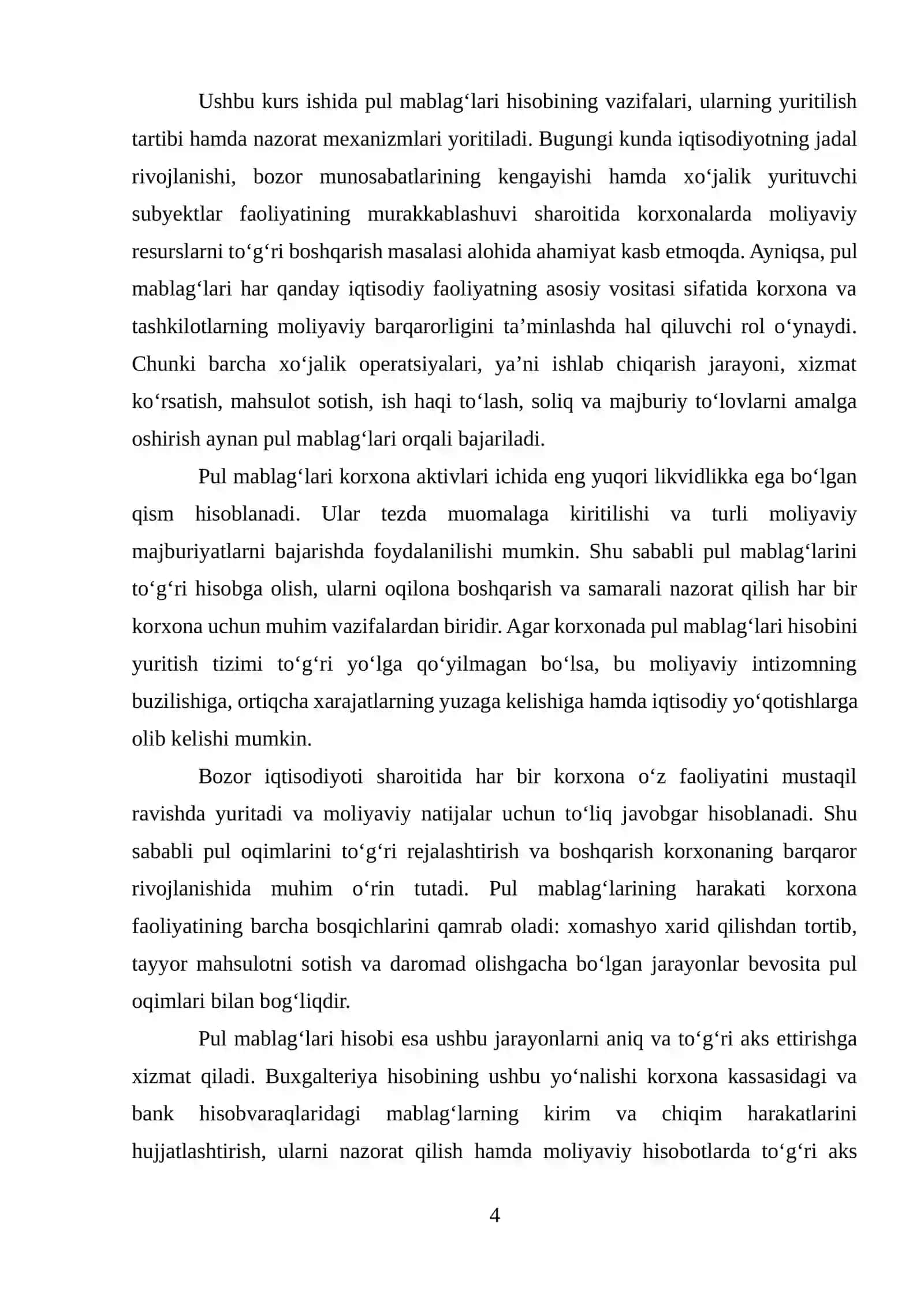 PUL MABLAG’LARI HISOBINING VAZIFALARI 4