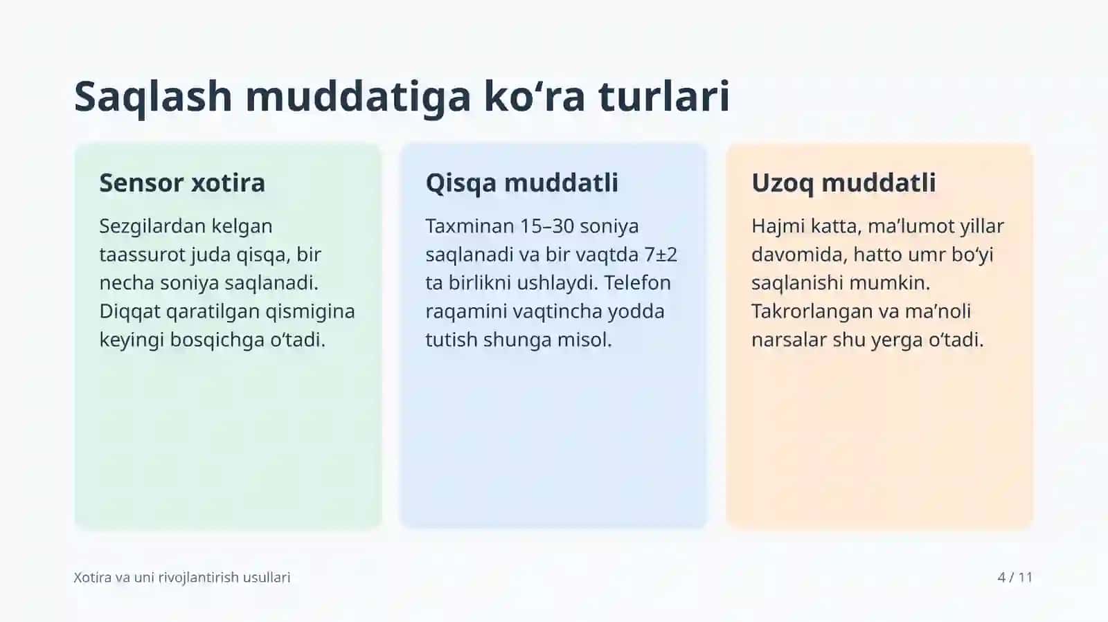 Xotira va uni rivojlantirish usullari 4