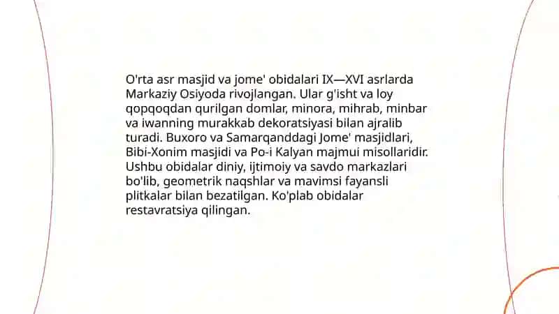 O'rta asr davri me'morchilik obidalari 4