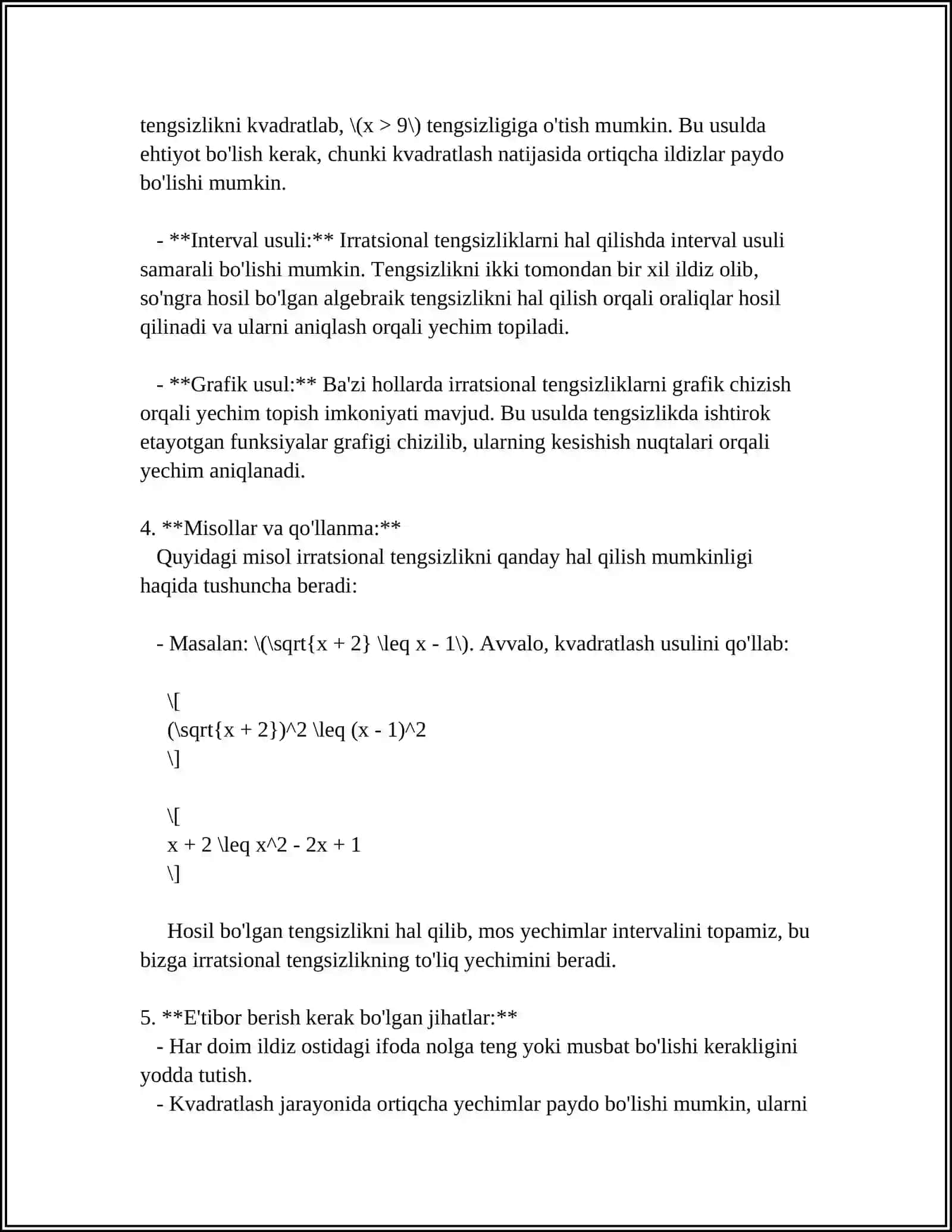 Irratsional tengsizliklar 4
