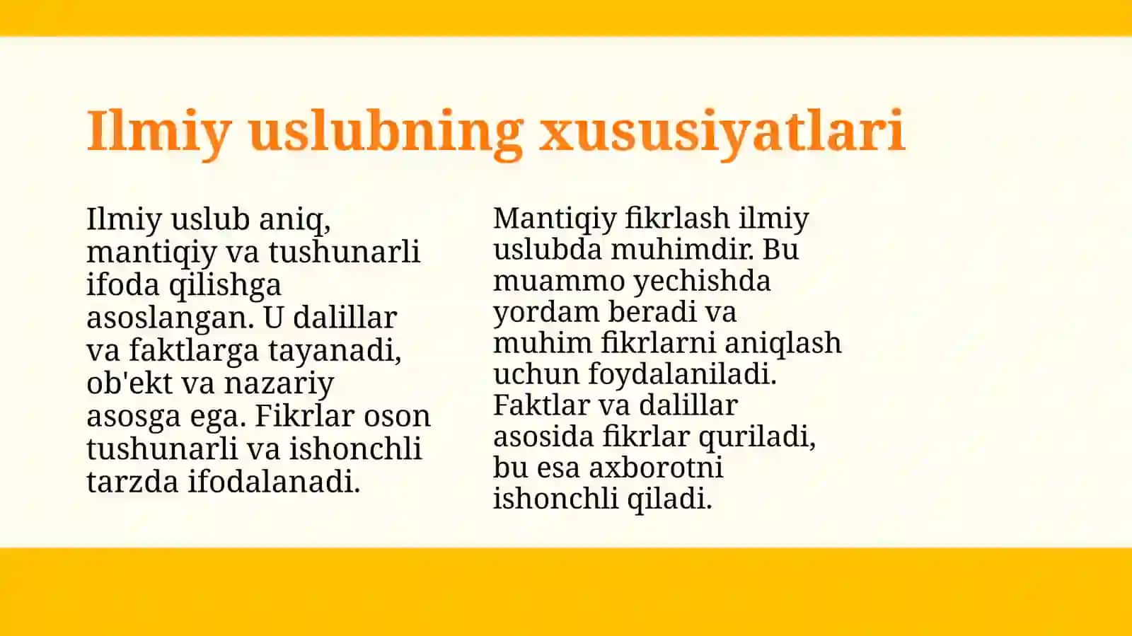 XXI asrda innovatsiyalar. Ilmiy uslub va uning uslubiy xususiyatlari 4