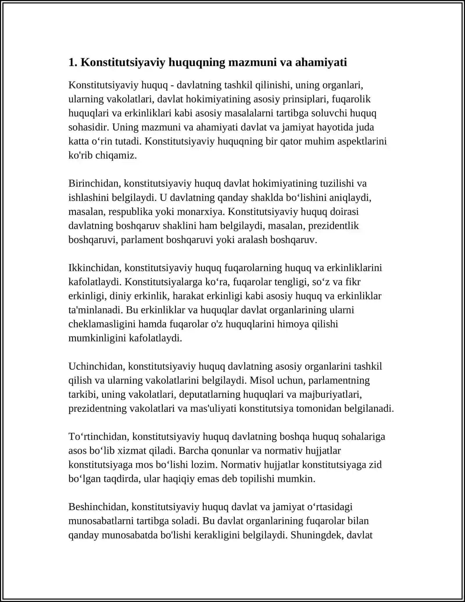 KONSTITUTSIYAVIY HUQUQ - HUQUQ TARMOG'I SIFATIDA 4