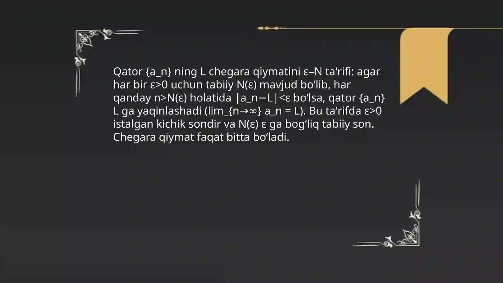 Sonli qatorlar. Yaginlashish va uzoqlashish shartlari 4