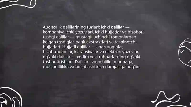 Auditorlik dalillar va tahliliy amallar 4