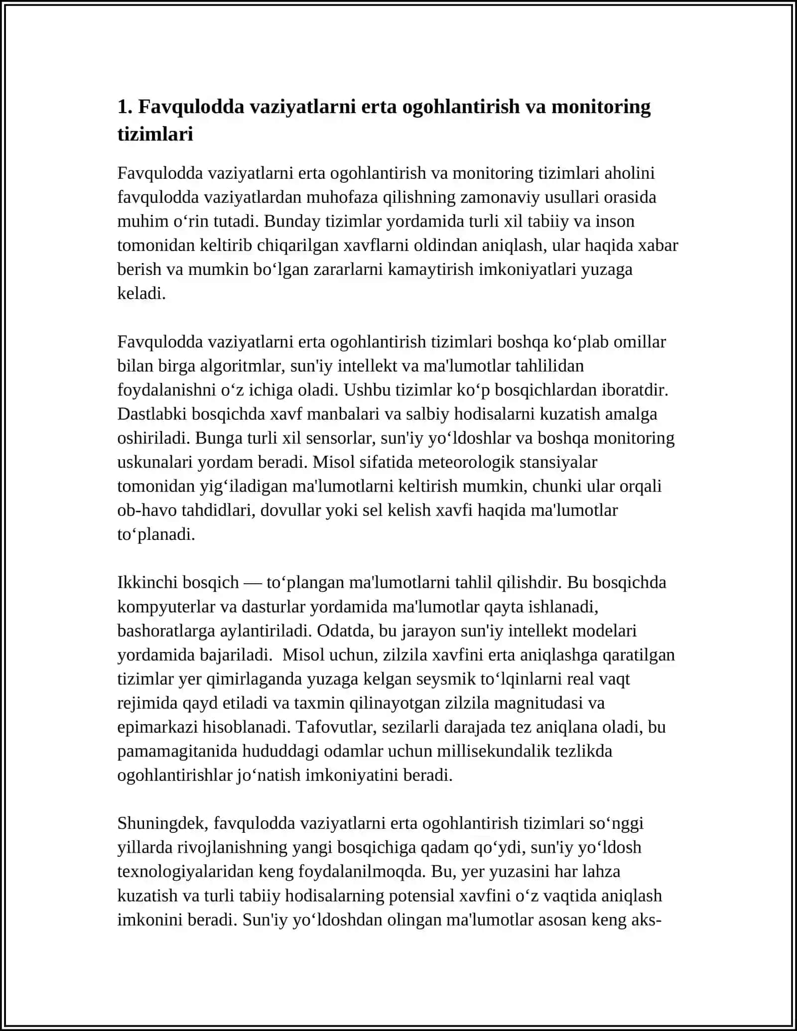 AXOLINI FAVQULODDA VAZIYATLARDAN MUHOFAZA QILISHNING ZAMONAVIY USULLARI 4