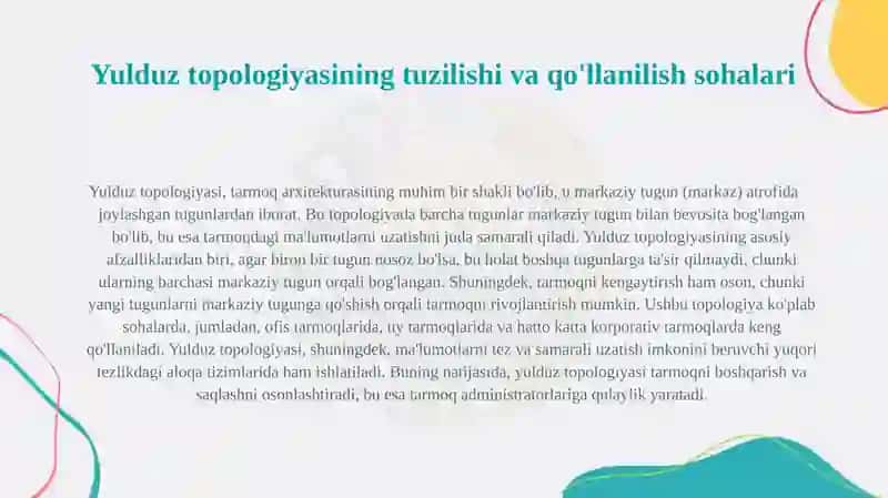 Tarmoq topologiyalari (shina.yulduz.Halqa)1 4
