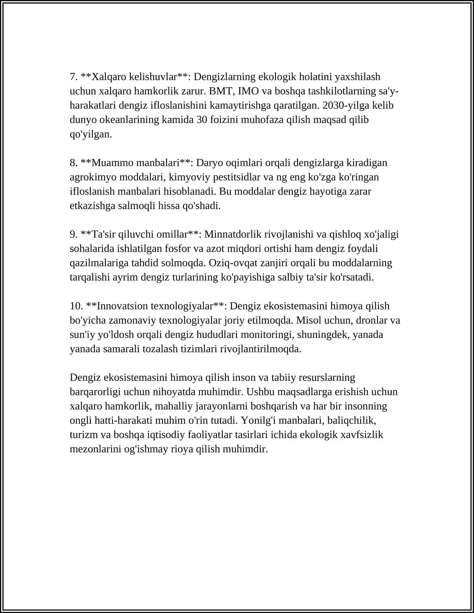 DUNYO OKEANI BOYLIKLARINI MUHOFAZA QILISH 4