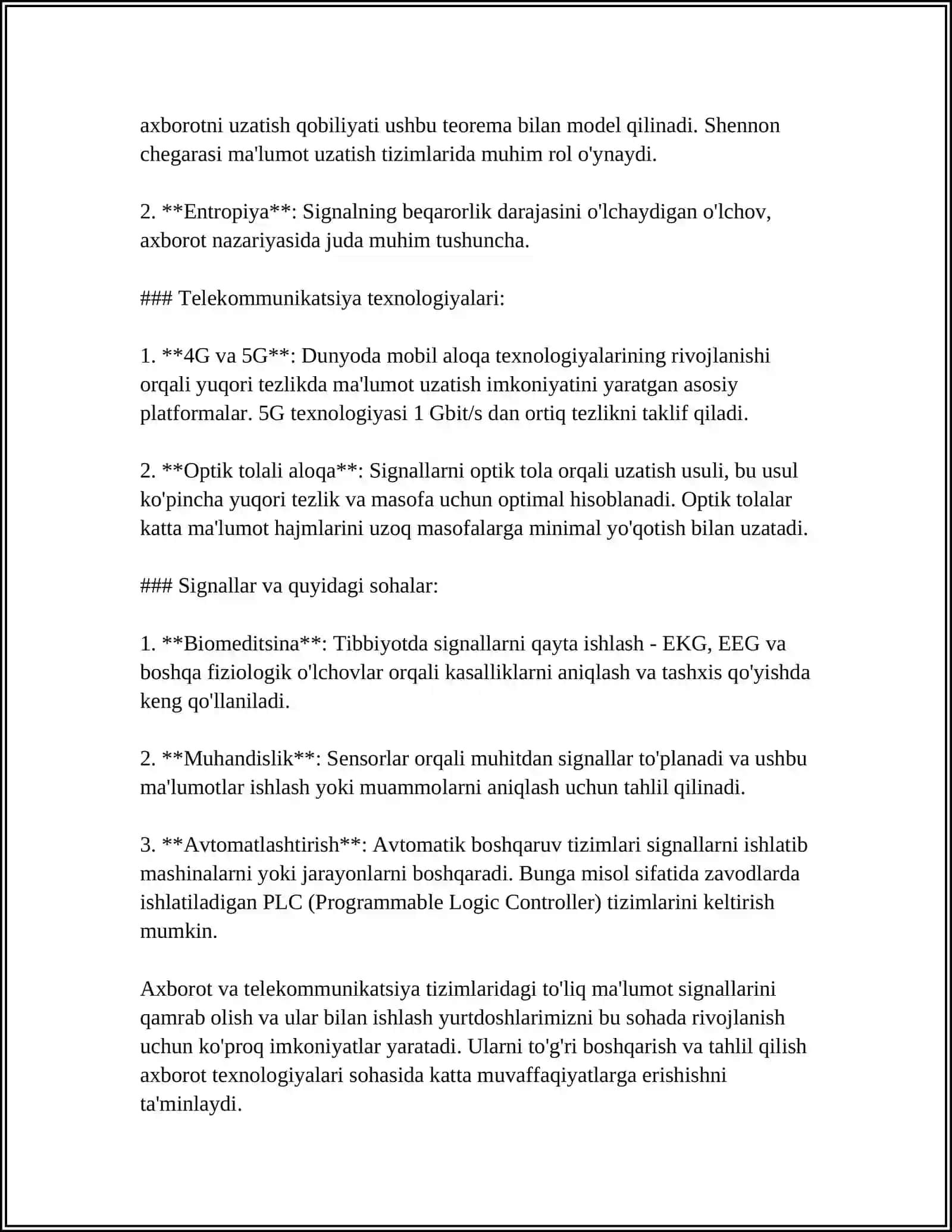 Toliq Malum Signallarga Kirish 4