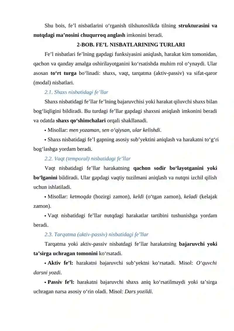 Fe’l nisbatlari 4 ta turi 4