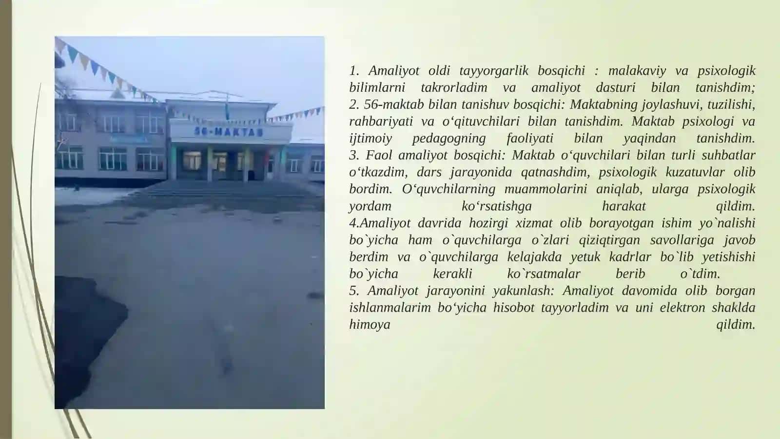 Obidova Feruzaning amaliyot hisoboti 4