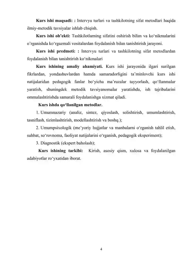 Intervyu turlari va tashkilotning sifat metodlari 4