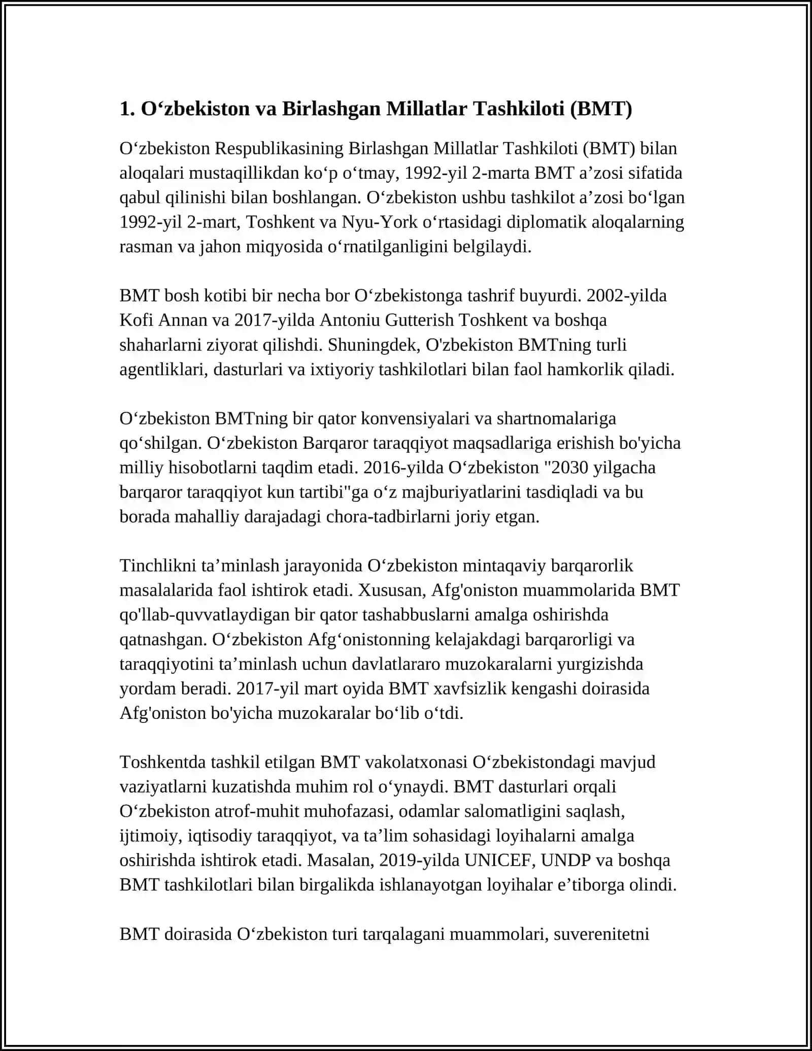 O‘ZBEKISTON RESPUBLIKASI OLIY TA’LIM FAN VA INNOVATSIYA VAZIRLIGI BUXORO DAVLAT TIBBIYOT INSTITUTI DAVOLASH ISHI FAKULTETI MUSTAQIL ISH 4
