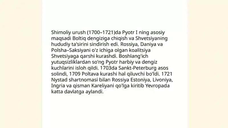 Pyotr I ning tashqi siyosati va diplomatiyasi 4