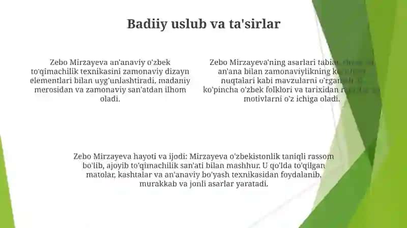 Zebo Mirzayeva hayoti va ijodi 4