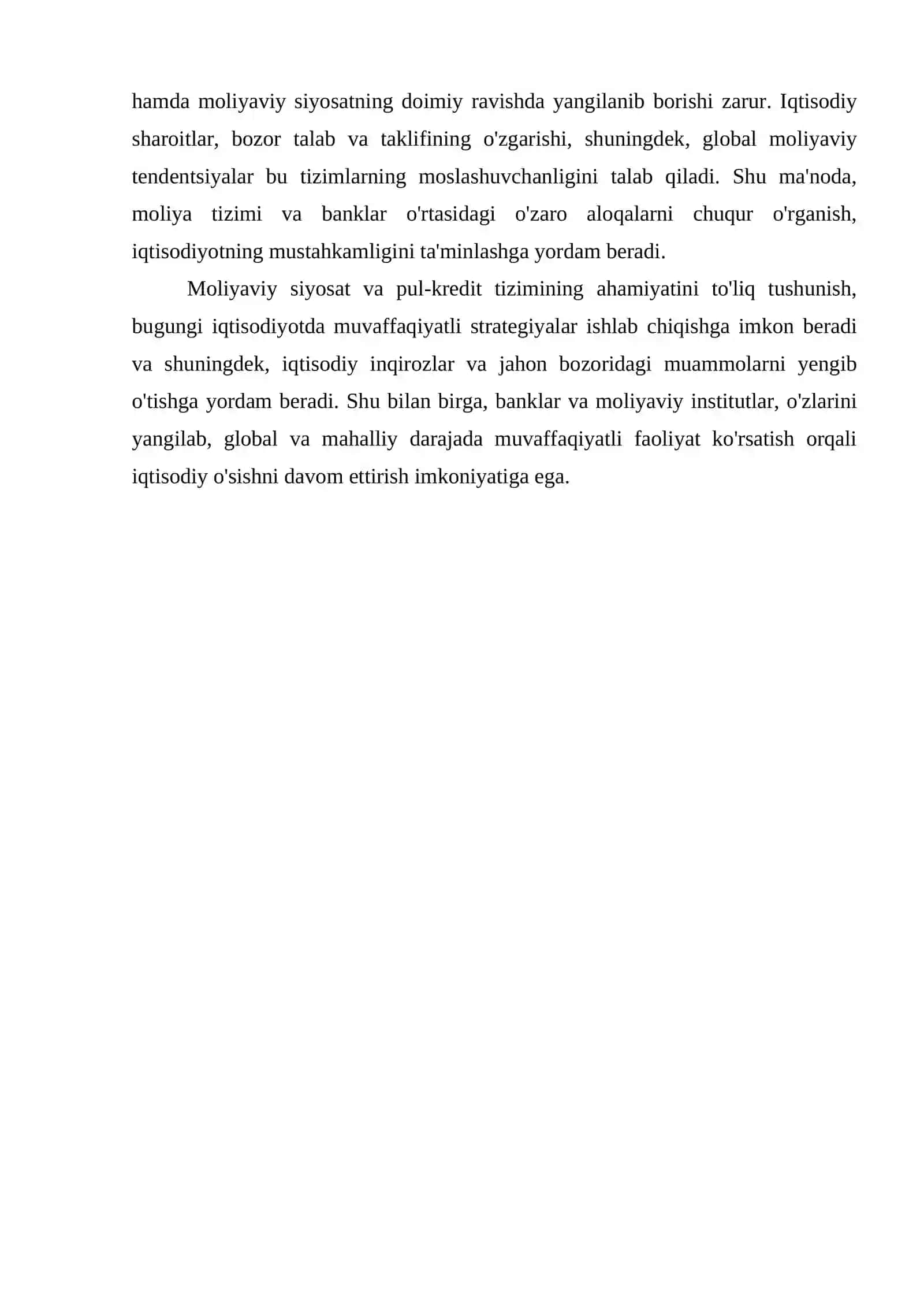 MOLIYA TIZIMI VA MOLIYAVIY SIYOSAT. PUL-KRYEDIT TIZIMI. BANKLAR VA ULARNING BOZOR IQTISODIYOTIDAGI ROLI 4