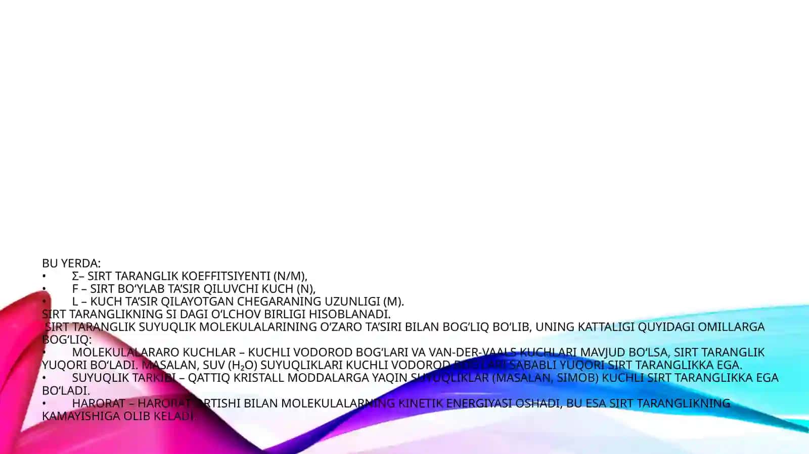 suyuqliklarning sirttarangligini o’rganish 4