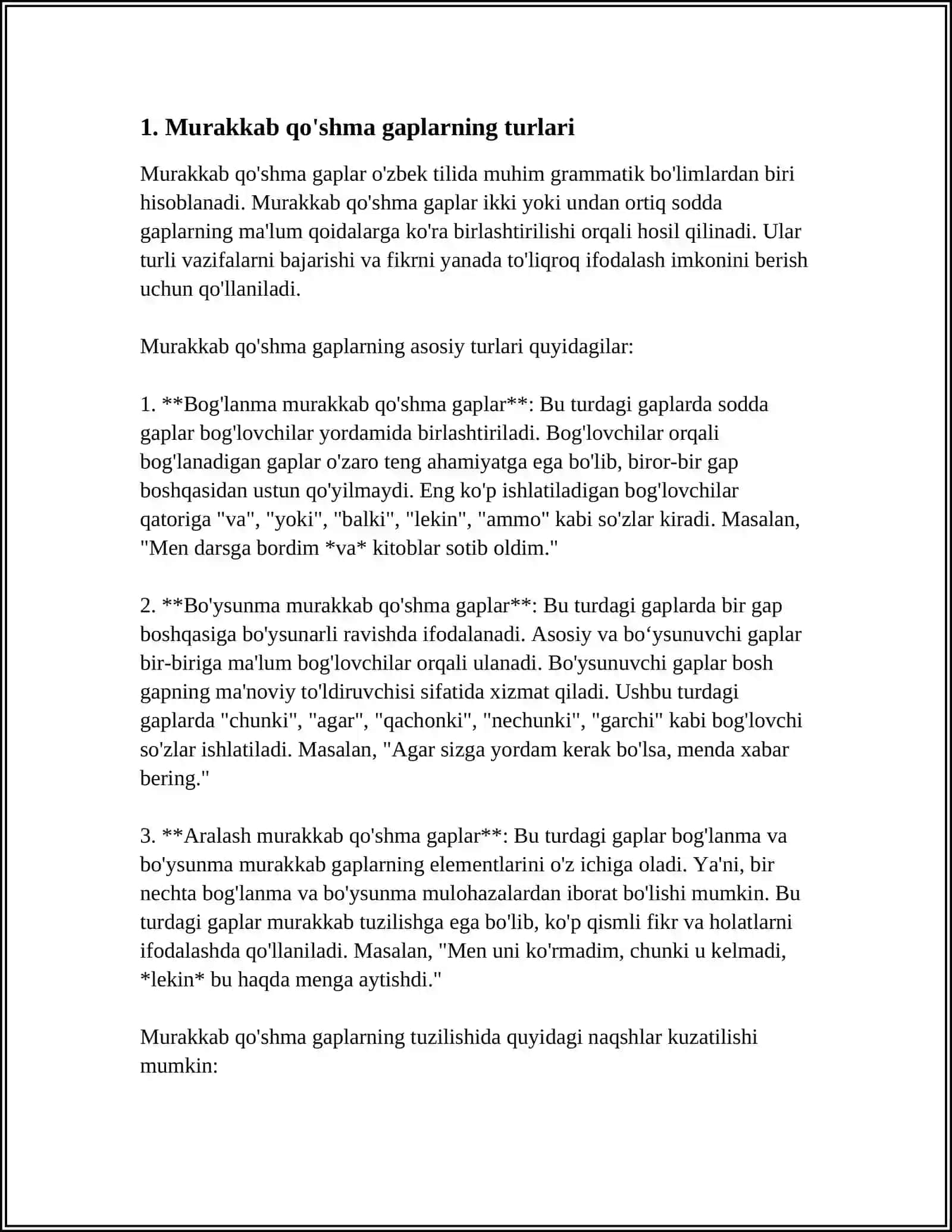 MURAKKAB QO'SHMA GAPLAR 4