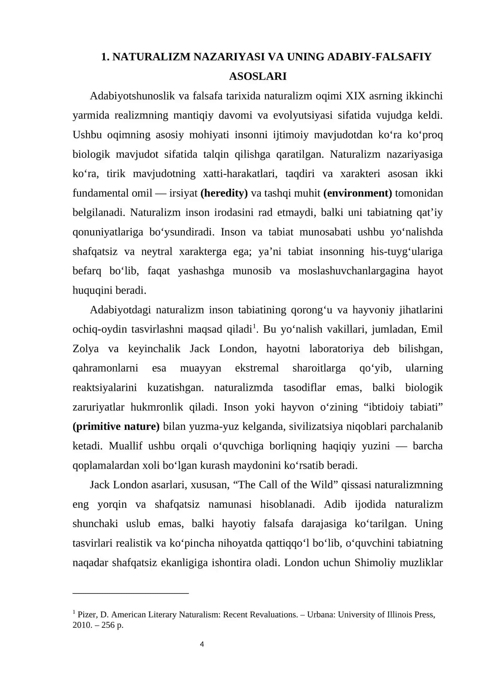 “Jek Londonning “The call of the Wild”asarida bosh qahramon obrazi ”  mavzusidA KURS ISHI 4