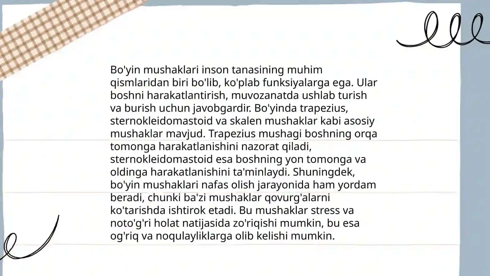 Bo’yin va bosh mushaklari. Bo’yin uchburchaklari va fatsiyalari 4